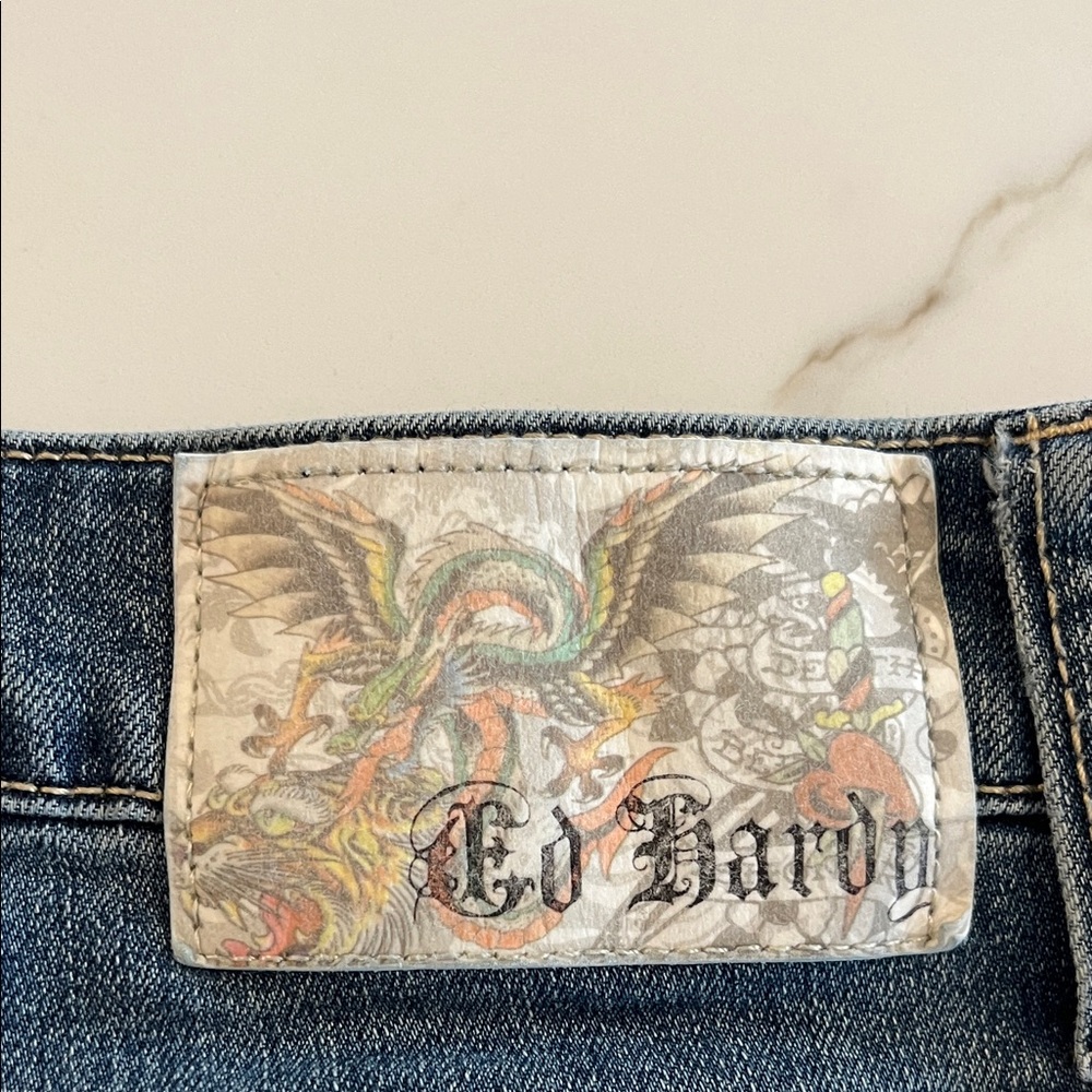 Ed Hardy NYC EAGLE SLIM FLARE Embroidery JEANS size 34 Y2k - Picture 7 of 12